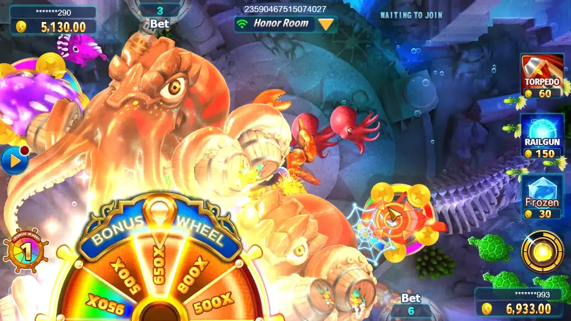 Mega Fishing में Mega Octopus Bonus Wheel