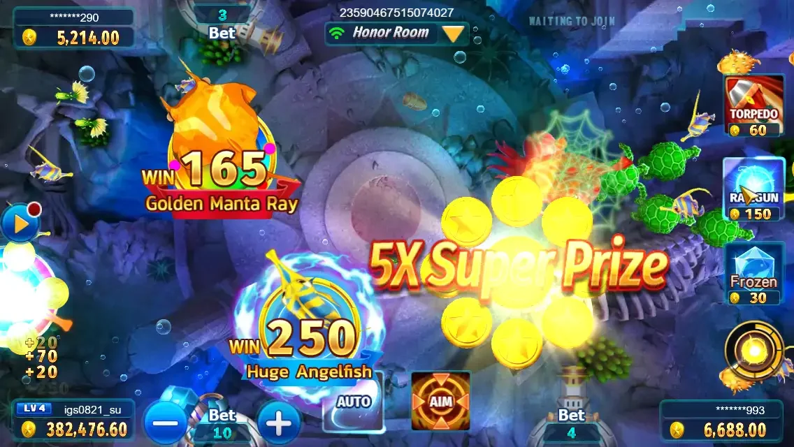 Original Mega Fishing में gameplay और rewards
